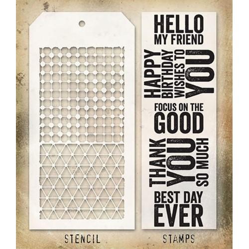 Tim Holtz Clear Stamps and Stencil HIPSTER BUNNY THMM164