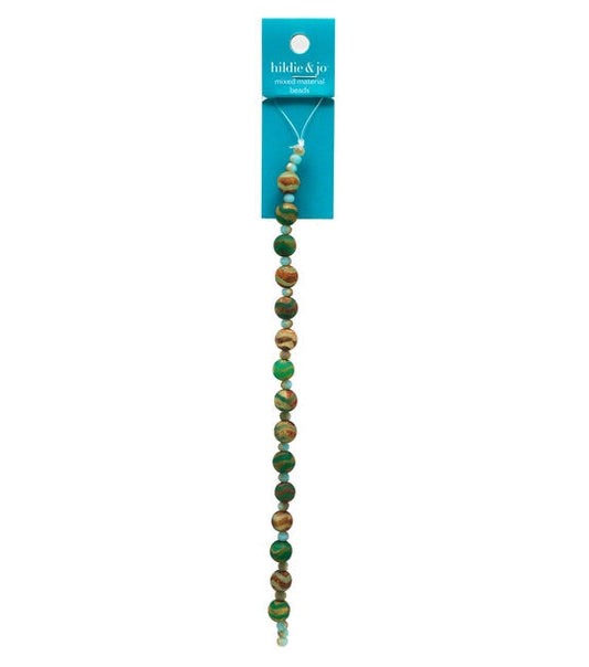 Hildie & Jo - Green Agate & Glass Strung Beads