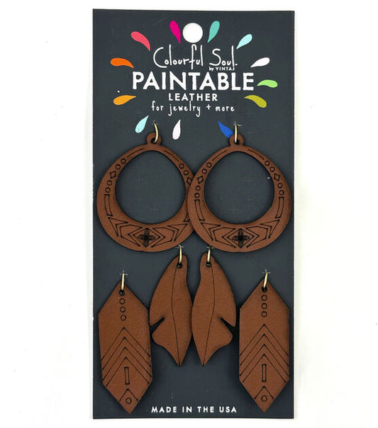 Vintaj - Colourful Soul - Spirited Earth Paintable Leather Earrings