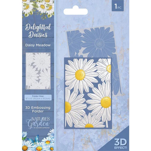 Crafter's Companion - Nature's Garden - Delightful Daisies Collection - Daisy Meadow 3-D Embossing Folder