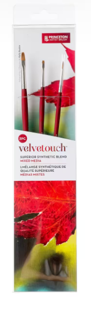 Princeton Artist Brush - Velvetouch Superior Synthetic Blend Mixed Media Brush Set - 3 pc