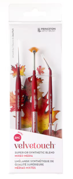 Princeton Artist Brush - Velvetouch Superior Synthetic Blend Mixed Media Mini Brush Set - 3 pc