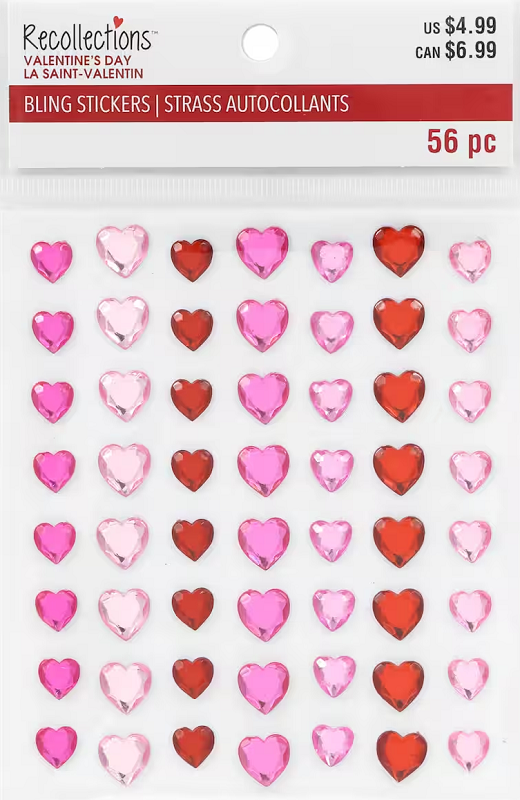 Recollections - Valentine's Day Bling Dimensional Hearts Stickers