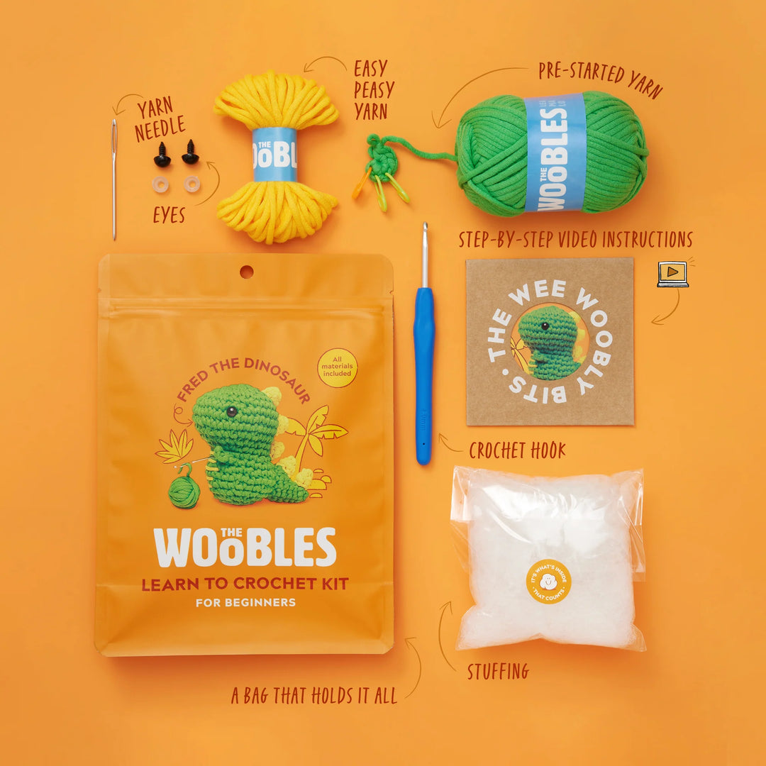 The Woobles - Fred the Dinosaur Learn to Crochet Beginner Kit