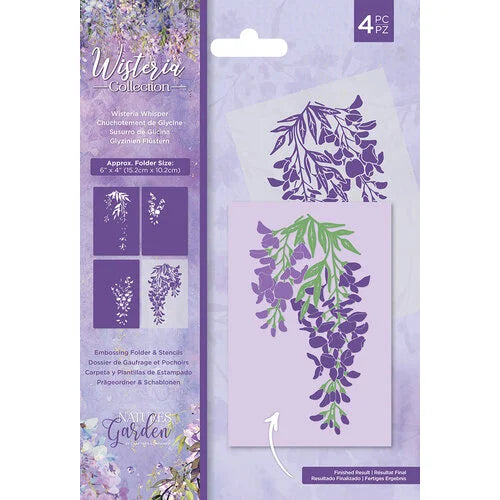 Crafter's Companion - Nature's Garden - Wisteria Collection - Wisteria Whisper Embossing Folder and Stencils