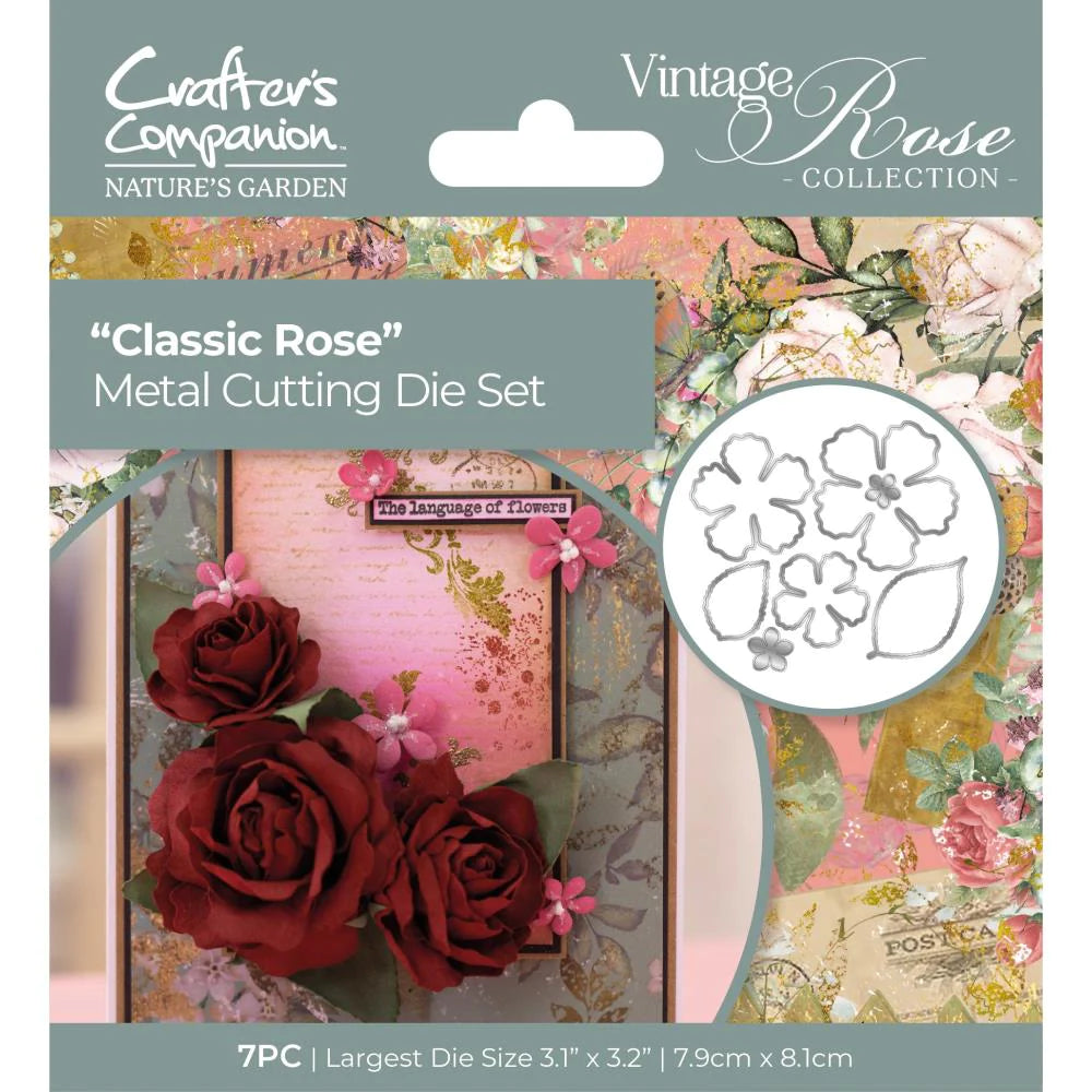 Crafter's Companion - Nature's Garden - Vintage Rose Collection - Classic Rose Metal Cutting Die Set