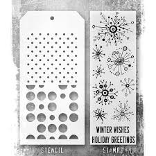 Stampers Anonymous - Tim Holtz - Retro Flakes Stamps with Spots and Polkadot Stencils (THMM185)