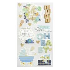 Recollections - Blue Hello Baby Dimensional Stickers