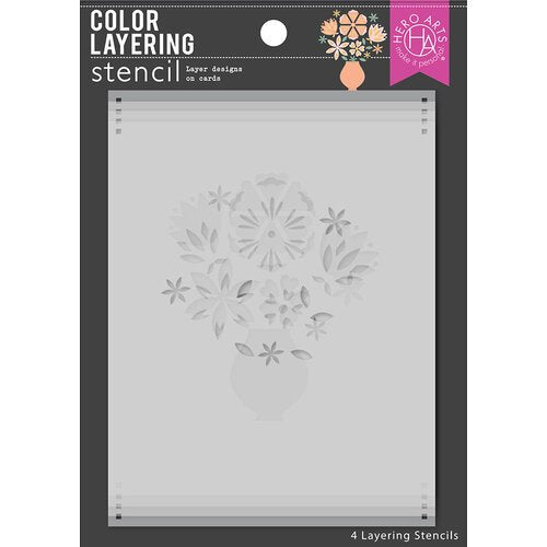 Hero Arts - Color Layering Flowers in Vase Stencils