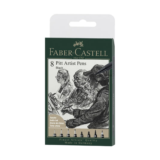 Faber-Castell - Black Pitt Artist Pens - 8 pk