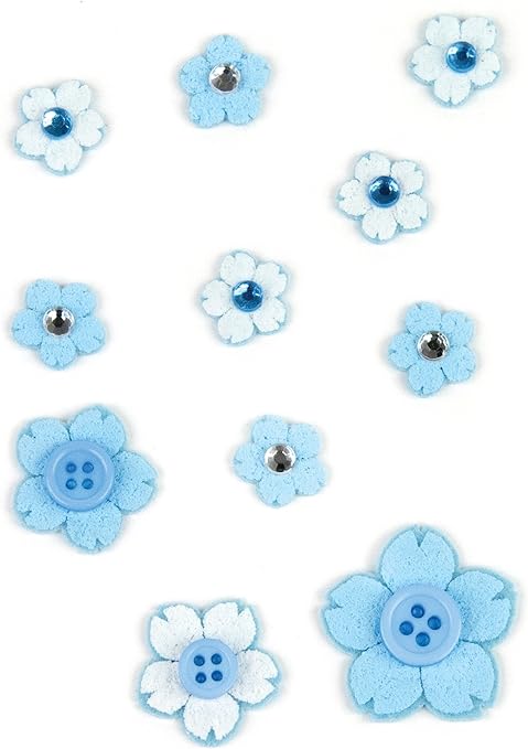 Jolee's Boutique - Light Blue Cherry Blossoms with Buttons Embellishments