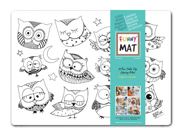 Funny Mat® - Princess and Owls Table Top Reusable Coloring Mats with Giotto Markers