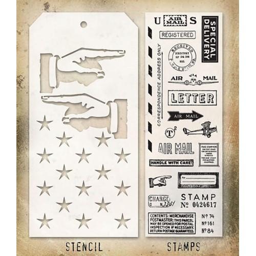 Tim Holtz - Correspondence, Direction and Shifter Stars Clear Stamps and Stencil