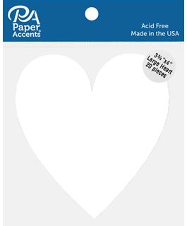 Paper Accents - Cardstock Shape Large Heart 3.75" x 4" White 20pc