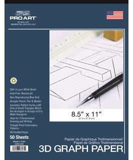 Pro Art 3D Graph Paper 8/5 x 11" 20lb Acid Free 50pc