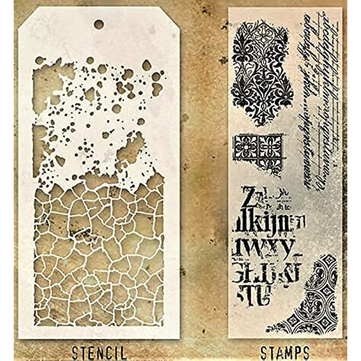 Stampers Anonymous - Tim Holtz - Gothic Stamps with Crackle and Splatter Stencil (THMM123)