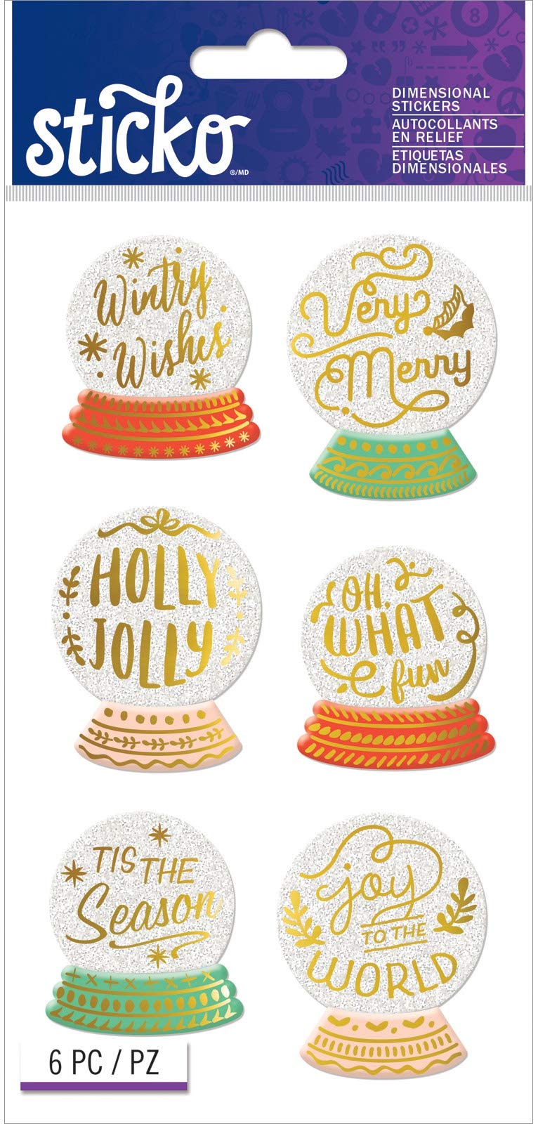 Sticko - Snow Globe Sentiments Stickers