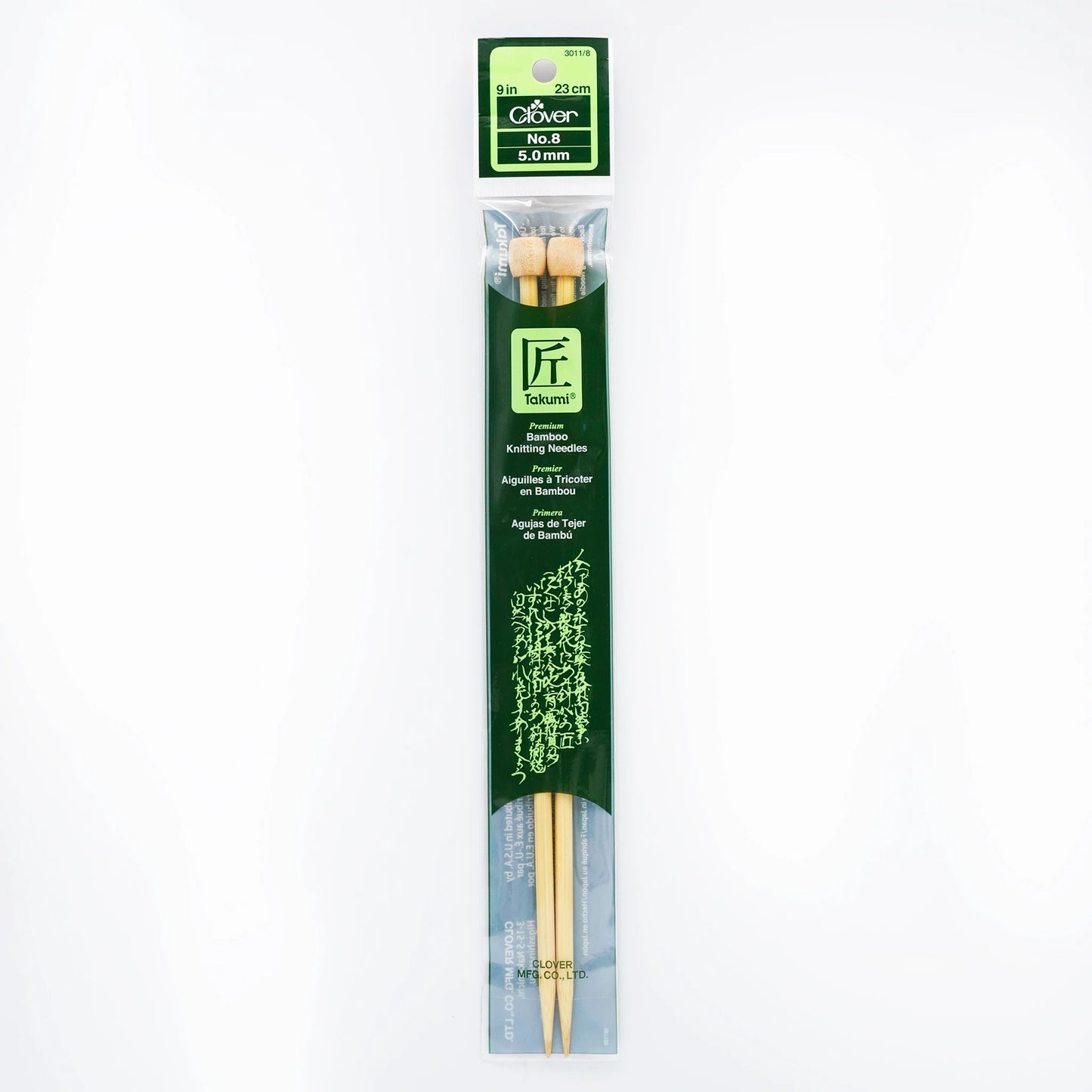 Clover - Bamboo Knitting Needles Single Pointed 9 inch/23 cm (3011)