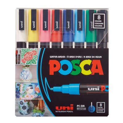 Uni Mitsubishi - Posca Water-Based Markers - 0.9-1.3mm - 8 pc (PC-3M)