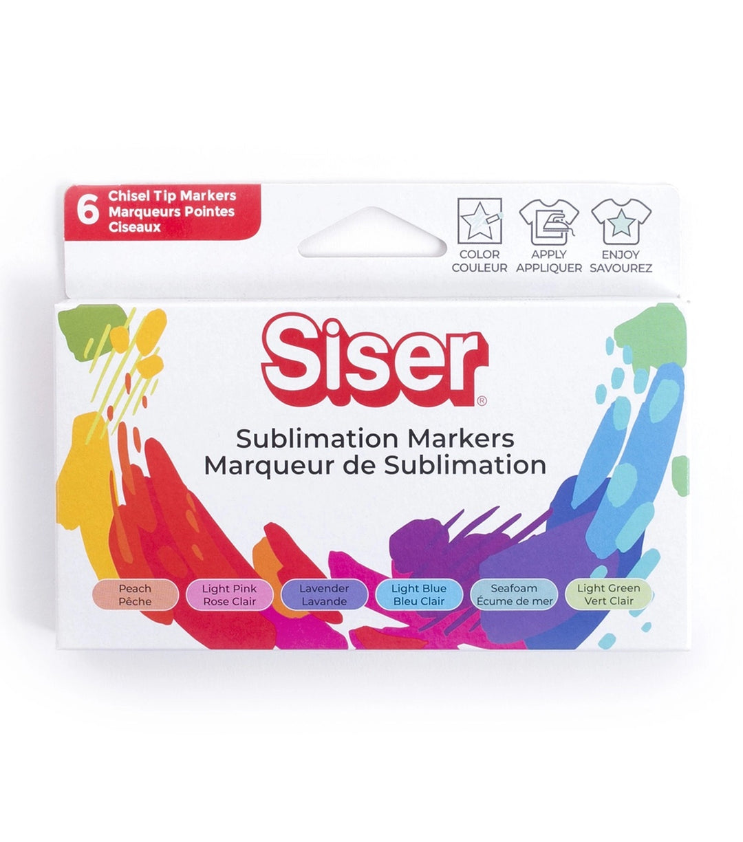 Siser - Pastel Chisel Tip Sublimation Markers - 6 count