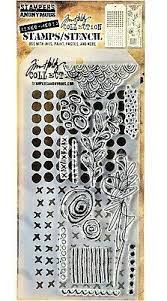 Stampers Anonymous - Tim Holtz - Doodles Stamps with Dotted and Stitched Stencil Set (THMM114)