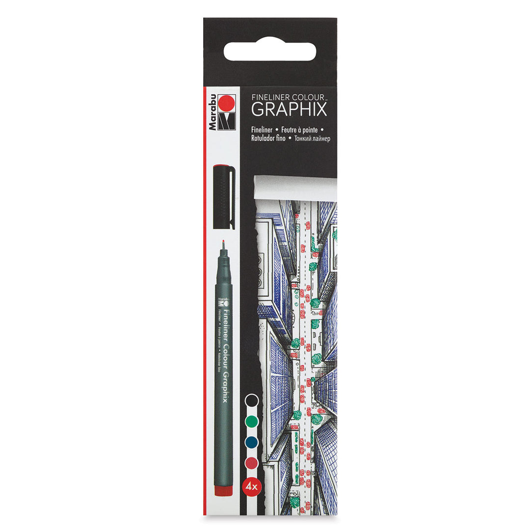 Marabu - Graphix Fineliner Water-Based Colour - Skyline - 4 count