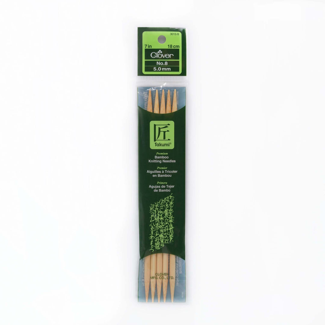 Clover - Takumi Bamboo Double Pointed Knitting Needles 7 inch/18 cm