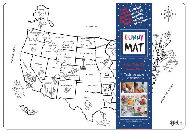 Funny Mat® - Map of U.S.A. Table Top Reusable Coloring Mat