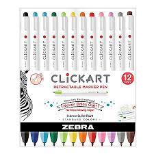 Zebra - Clickart Retractable Marker Pens - 12 pc