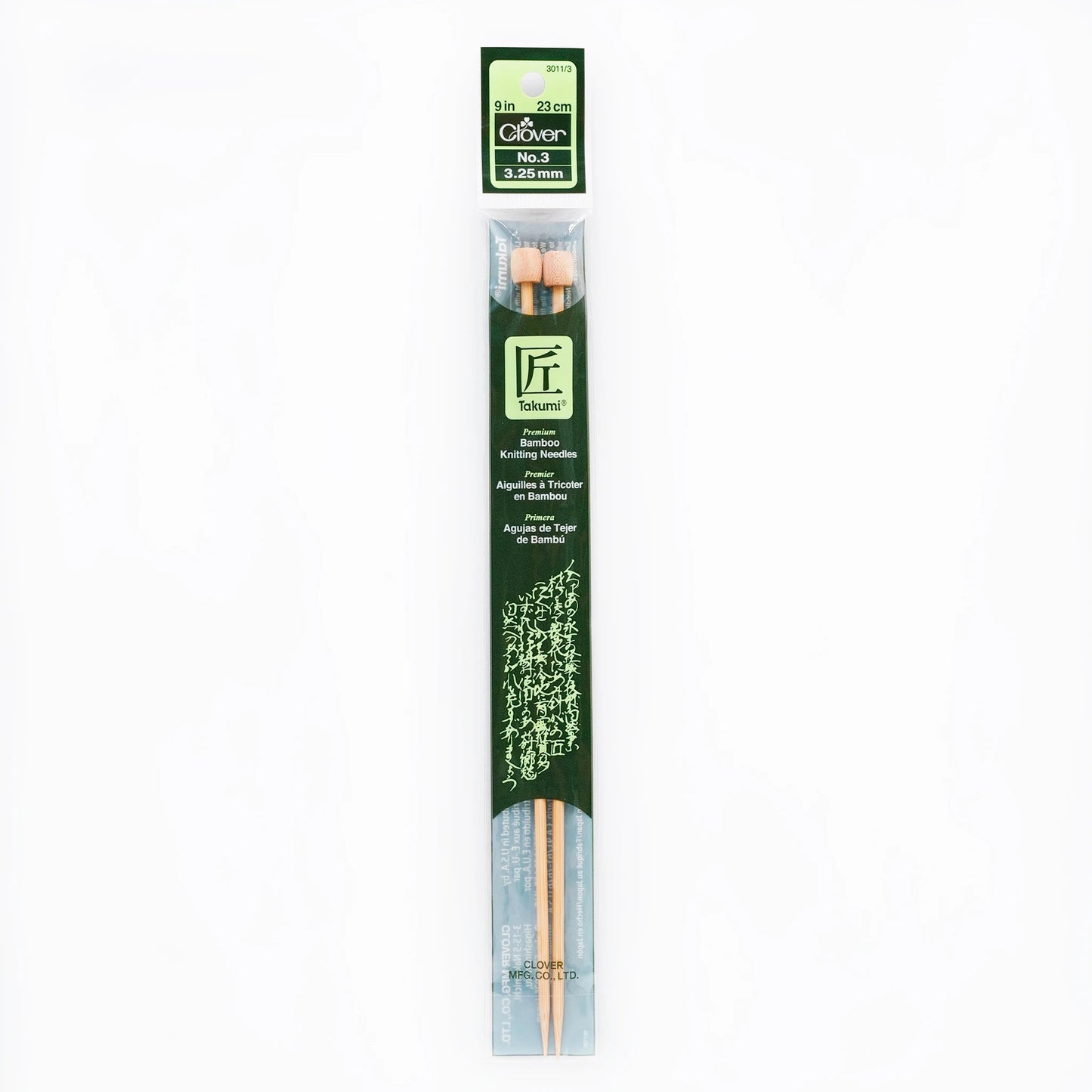 Clover - Bamboo Knitting Needles Single Pointed 9 inch/23 cm (3011)