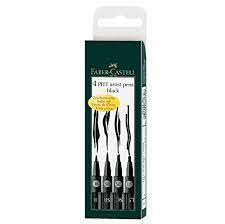 Faber-Castell - Pitt Artist Pens Black - 4 pk