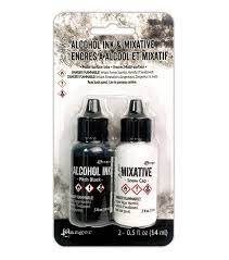 Ranger Ink - Tim Holtz - Pitch Black Alcohol Ink & Snow Cap Mixative